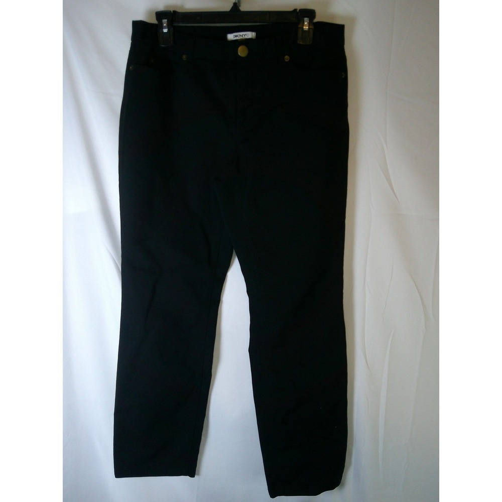 DKNYC Womens Black Slim Leg Trousers 5-Pocket Career Pants Size 12
